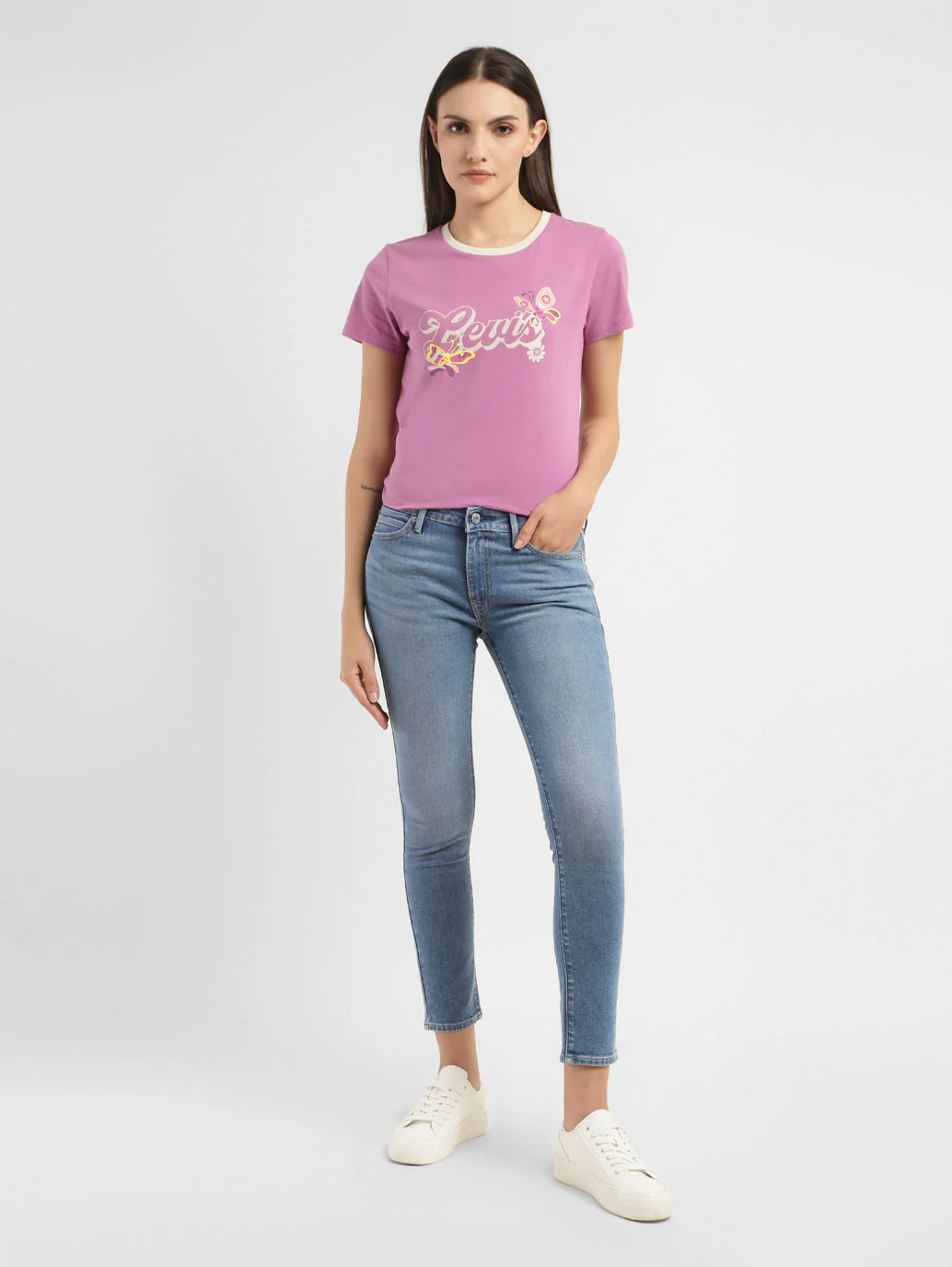 Women's 711 Blue Skinny Fit Mid Rise Jeans - Image 2