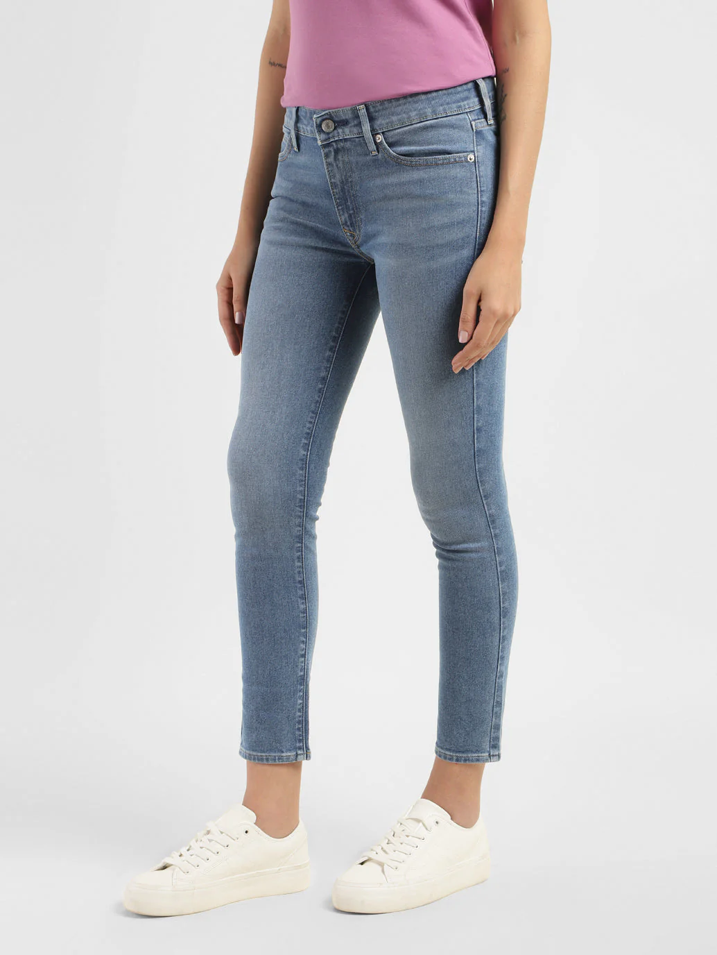 Women's 711 Blue Skinny Fit Mid Rise Jeans - Image 4