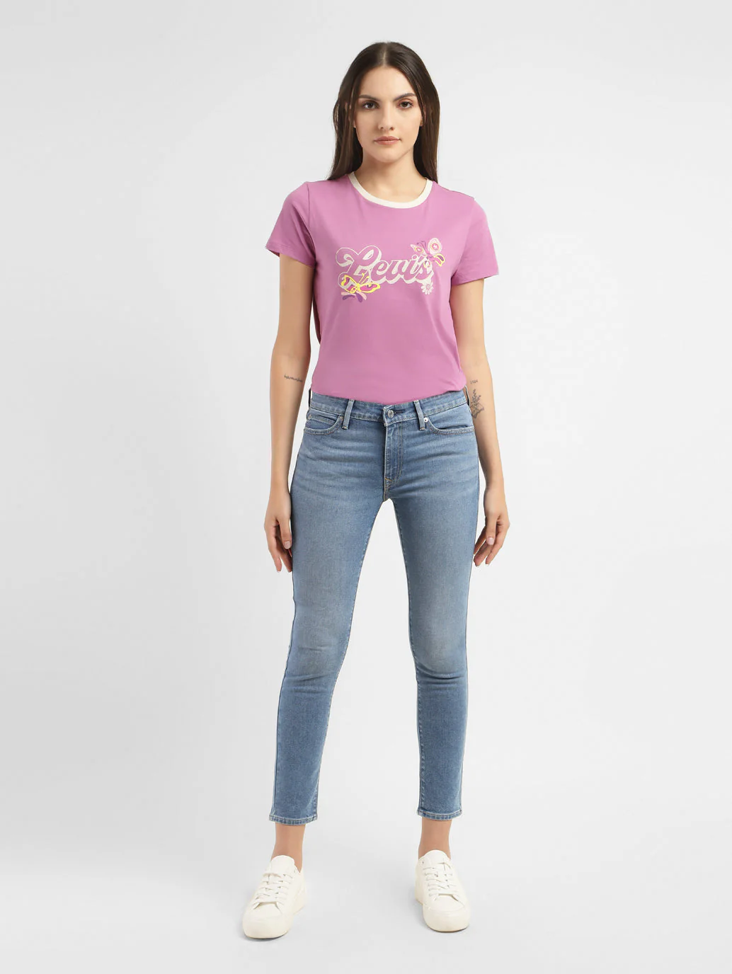 Women's 711 Blue Skinny Fit Mid Rise Jeans - Image 7
