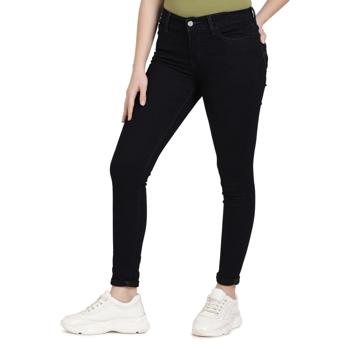 Women's 710 Navy Blue Skinny Fit Mid Rise Jeans - Image 2