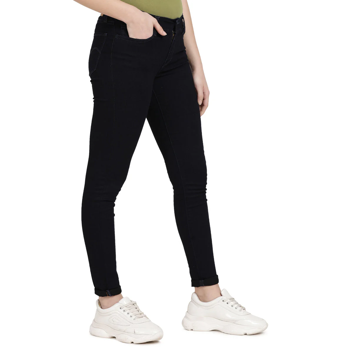 Women's 710 Navy Blue Skinny Fit Mid Rise Jeans - Image 3