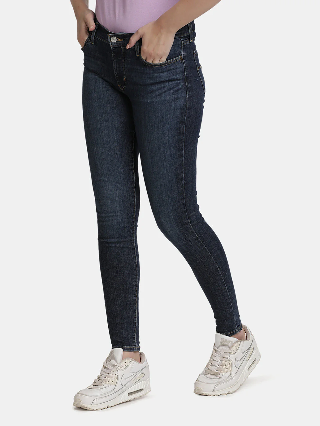 Women's 710 Blue Skinny Fit Mid Rise Jeans - Image 3
