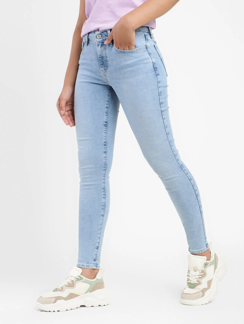 Women's 710 Blue Skinny Fit Mid Rise Jeans - Image 3