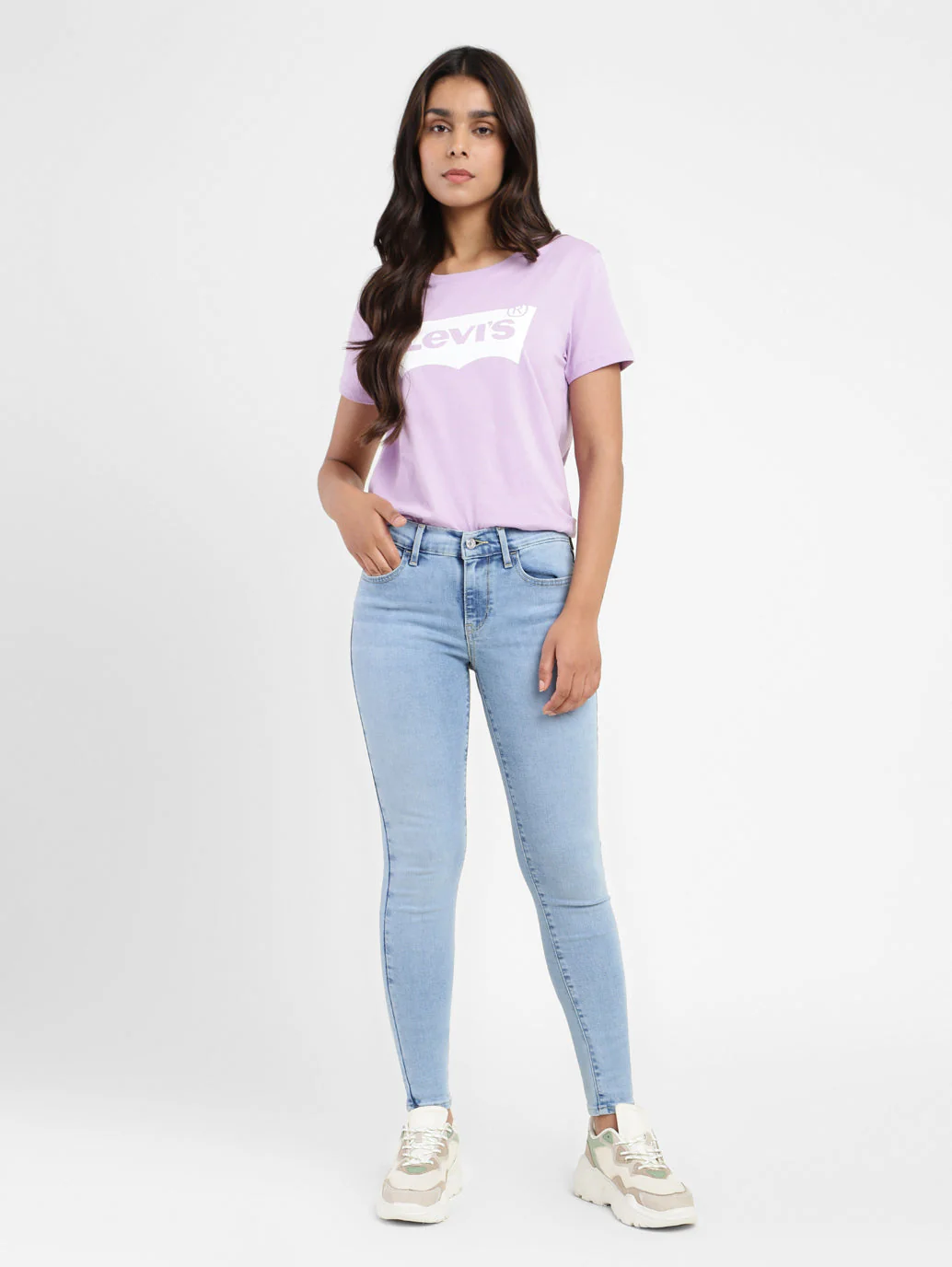 Women's 710 Blue Skinny Fit Mid Rise Jeans - Image 7
