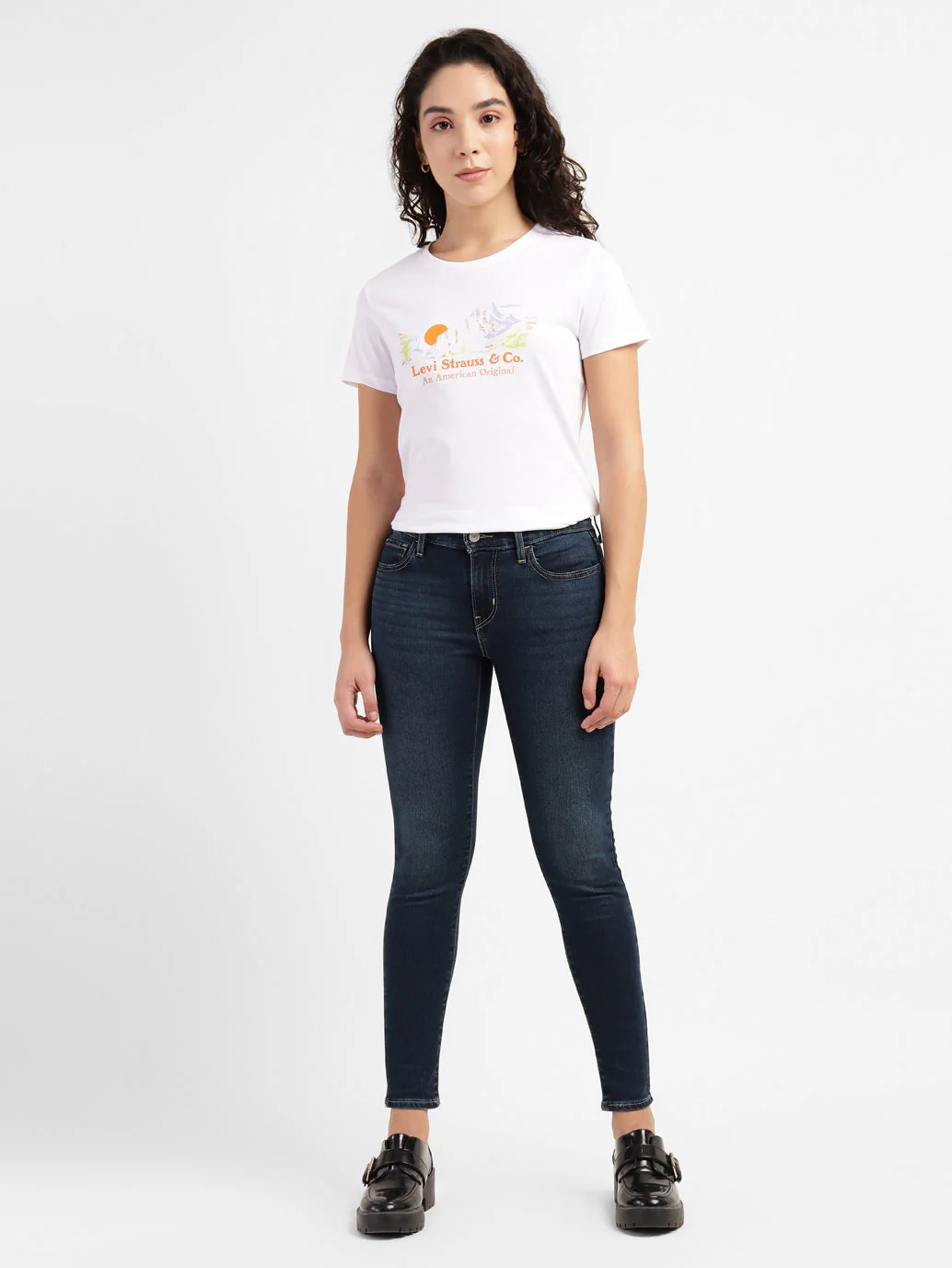 Women's 710 Blue Skinny Fit Mid Rise Jeans - Image 5