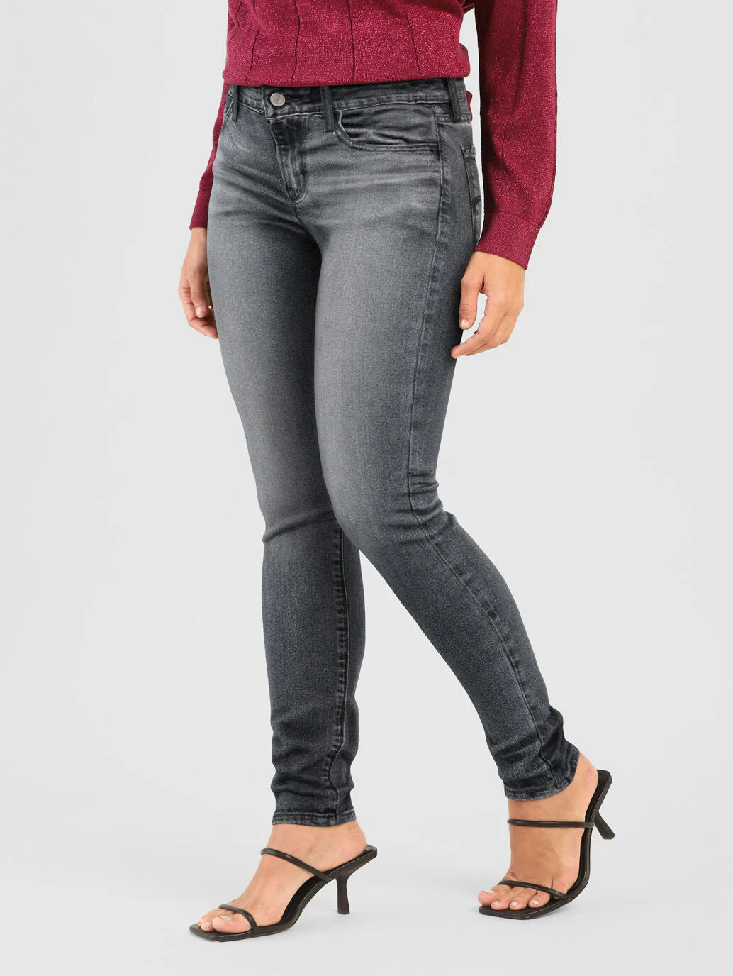 Women's 710 Charcoal Grey Skinny Fit Mid Rise Jeans - Image 3