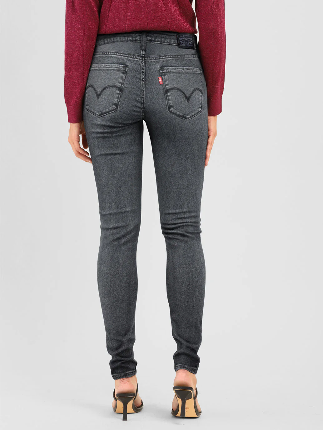Women's 710 Charcoal Grey Skinny Fit Mid Rise Jeans - Image 6