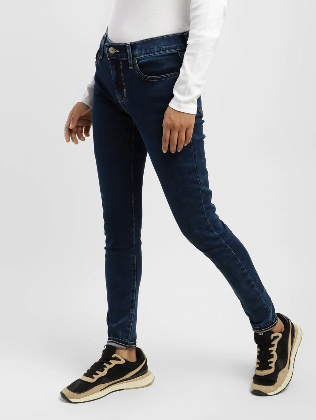 Women's 710 Blue Skinny Fit Mid Rise Jeans - Image 3