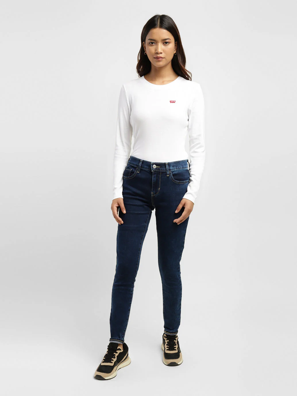Women's 710 Blue Skinny Fit Mid Rise Jeans - Image 7