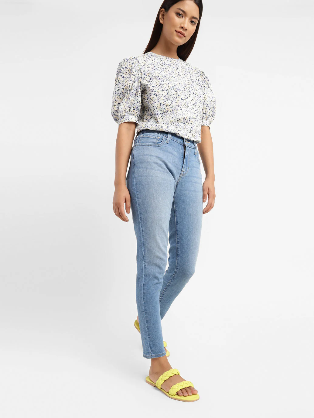 Women's 710 Blue Skinny Fit Mid Rise Jeans