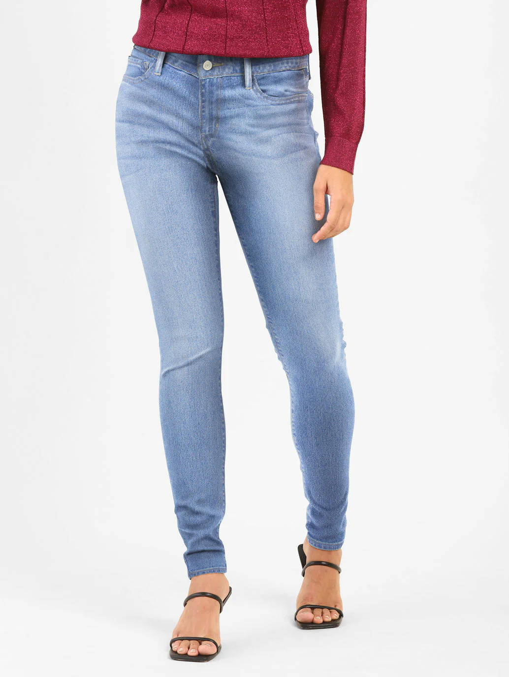 Women's 710 Blue Skinny Fit Mid Rise Jeans - Image 8