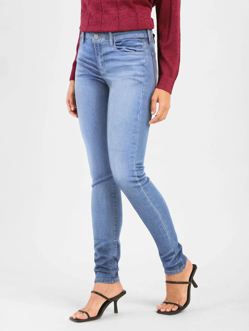 Women's 710 Blue Skinny Fit Mid Rise Jeans - Image 9