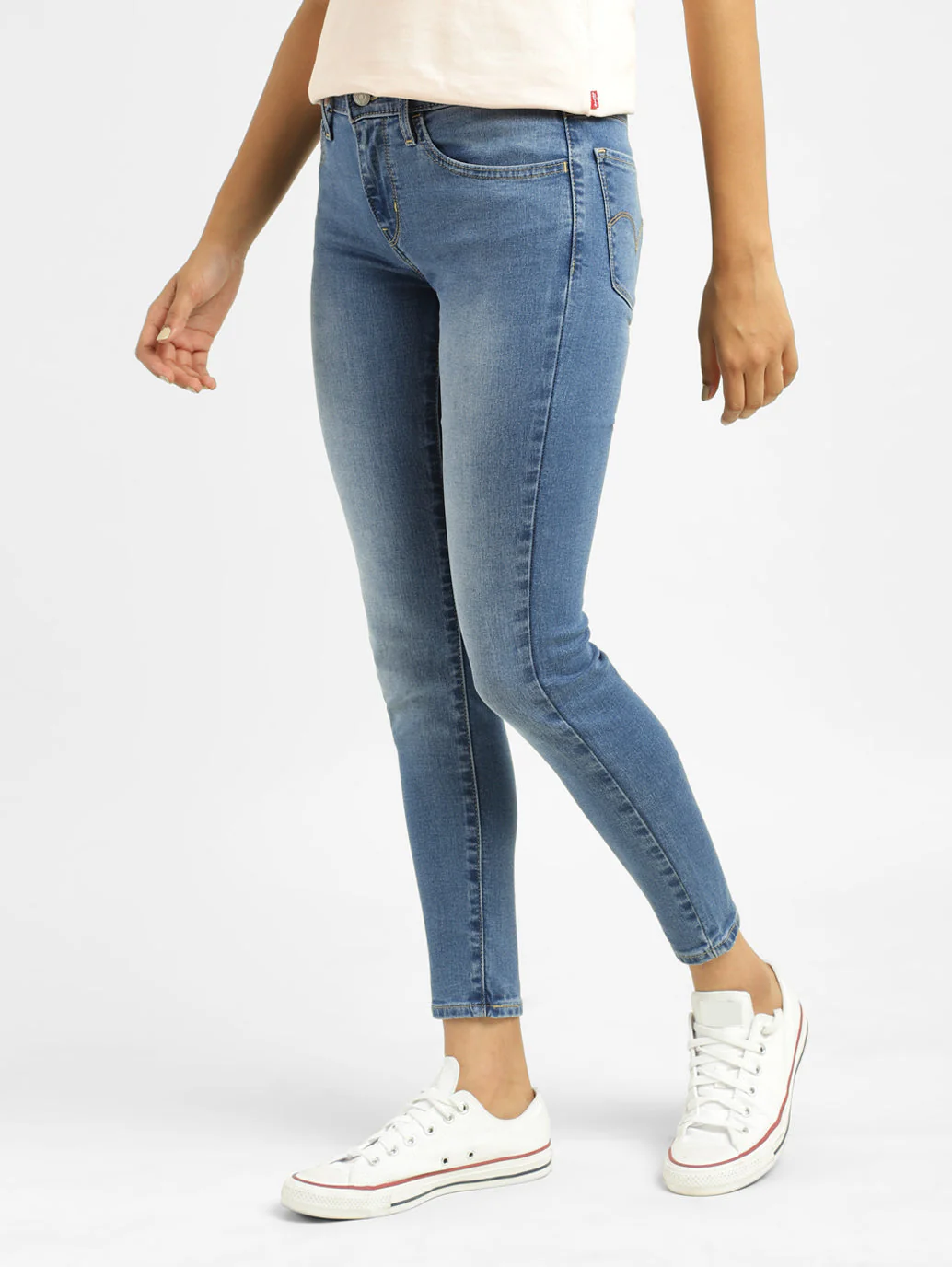 Women's 710 Blue Skinny Fit Mid Rise Jeans - Image 3