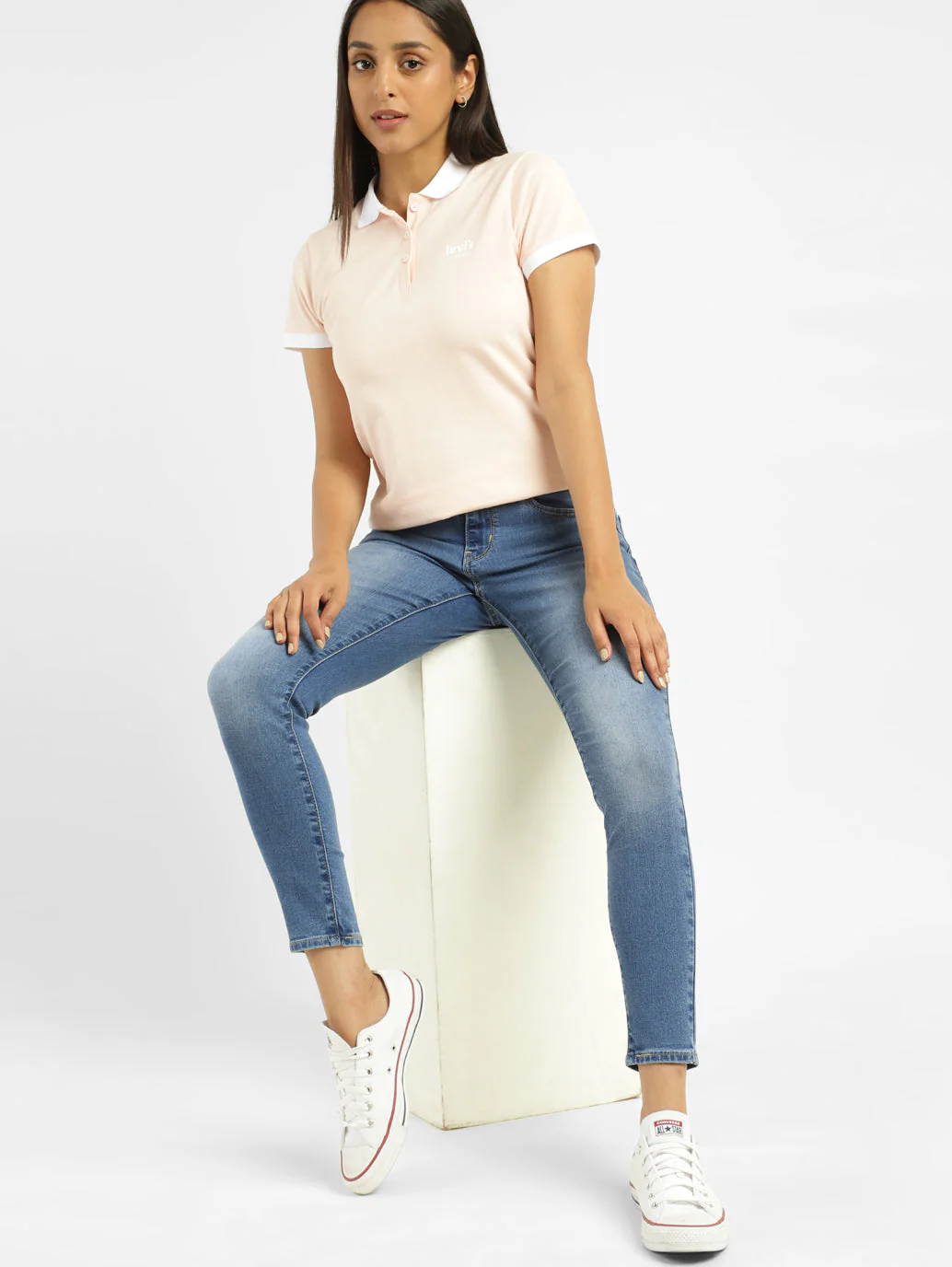 Women's 710 Blue Skinny Fit Mid Rise Jeans - Image 6