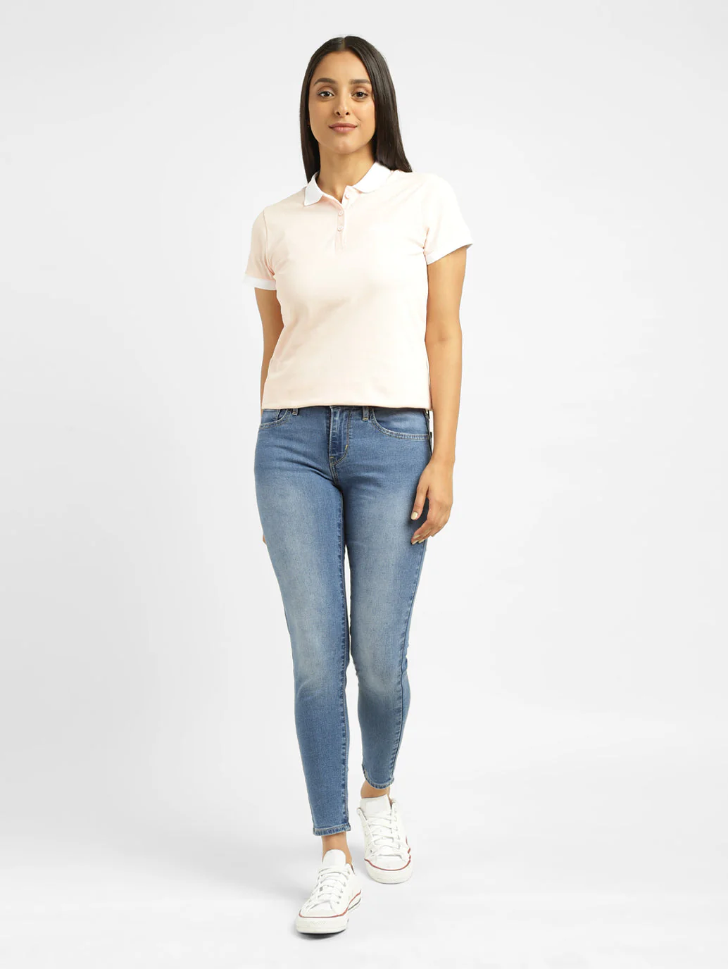 Women's 710 Blue Skinny Fit Mid Rise Jeans - Image 7