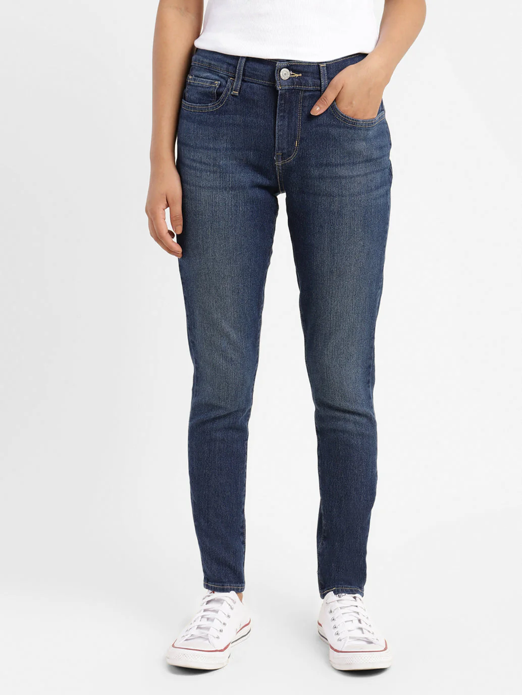 Women's 710 Blue Skinny Fit Mid Rise Jeans