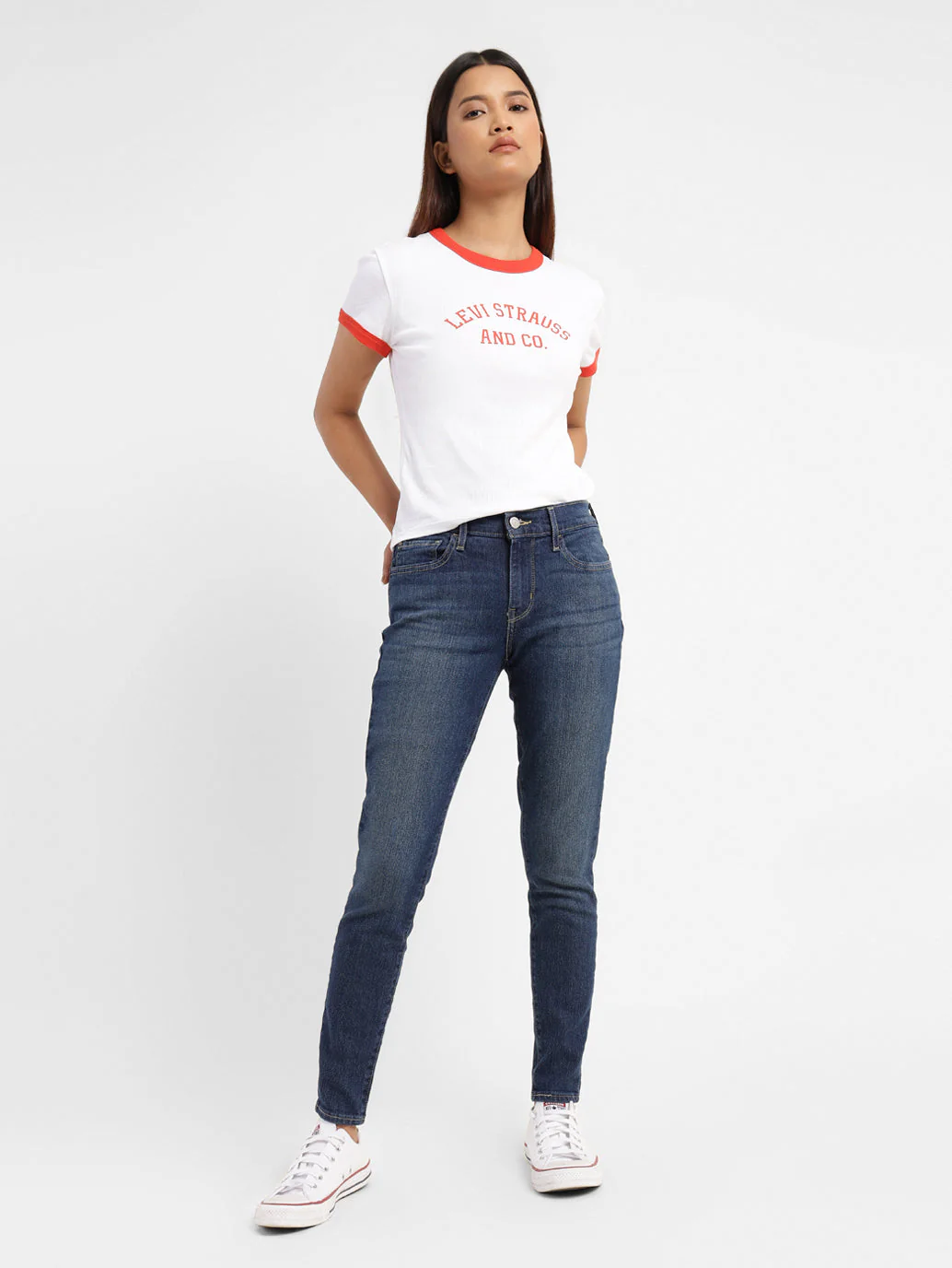 Women's 710 Blue Skinny Fit Mid Rise Jeans - Image 2