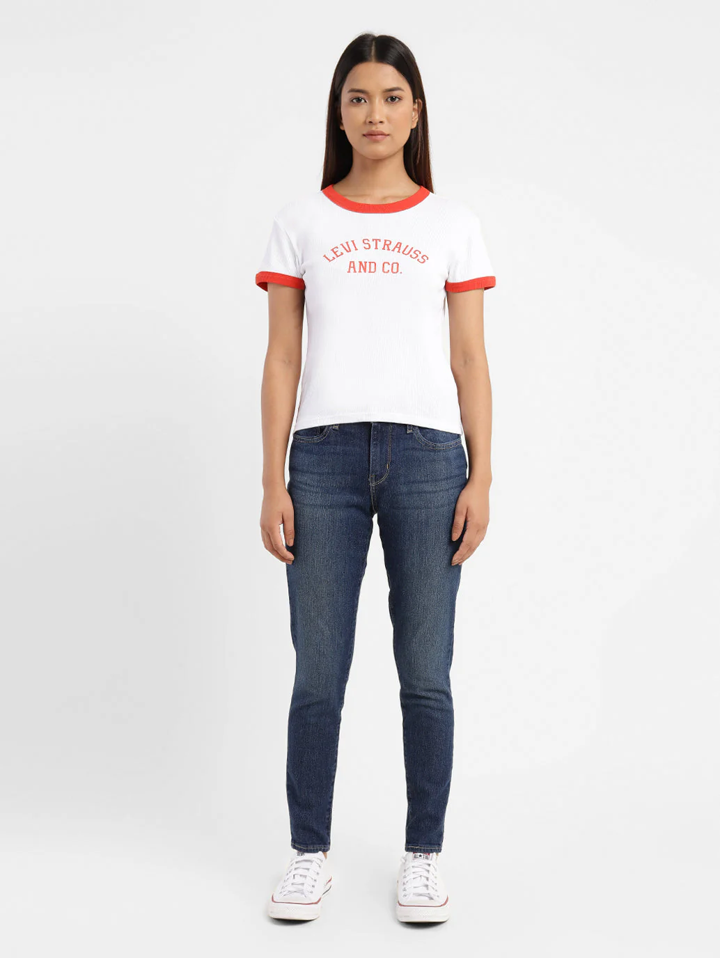 Women's 710 Blue Skinny Fit Mid Rise Jeans - Image 5