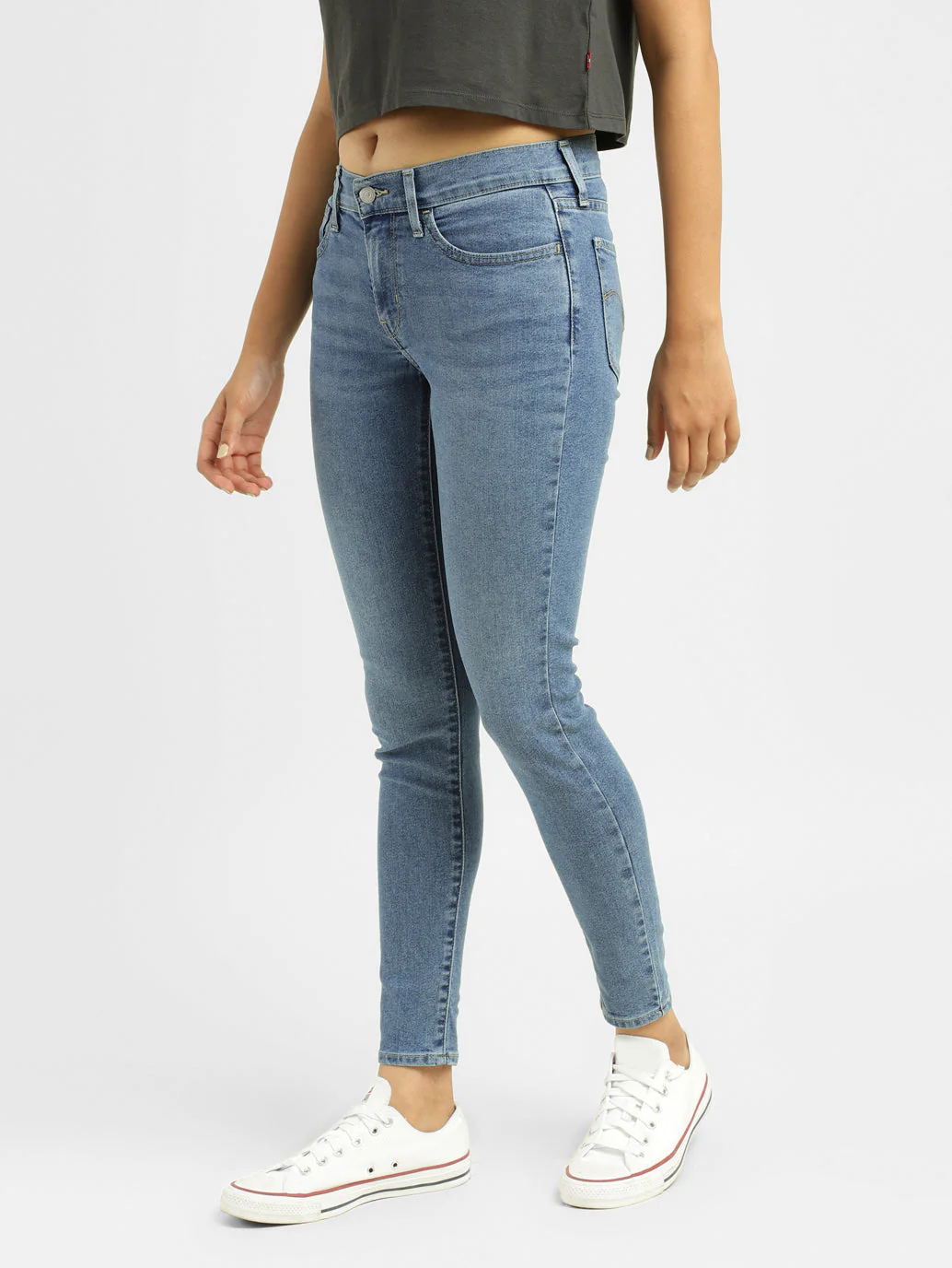 Women's 710 Blue Skinny Fit Mid Rise Jeans - Image 3