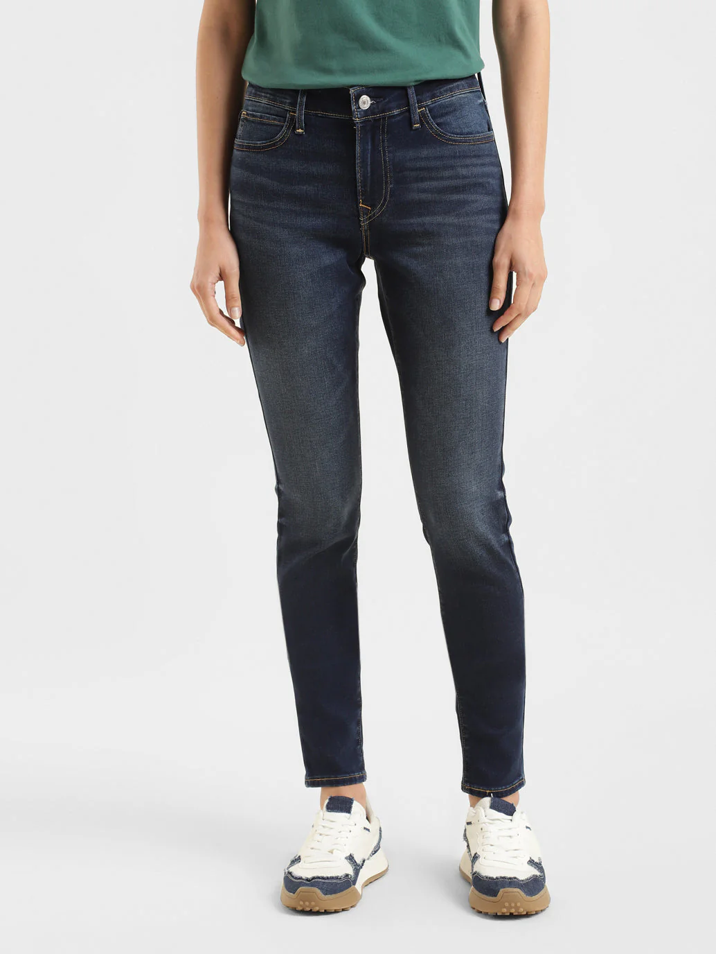 Women's 710 Blue Skinny Fit Mid Rise Jeans - Image 7