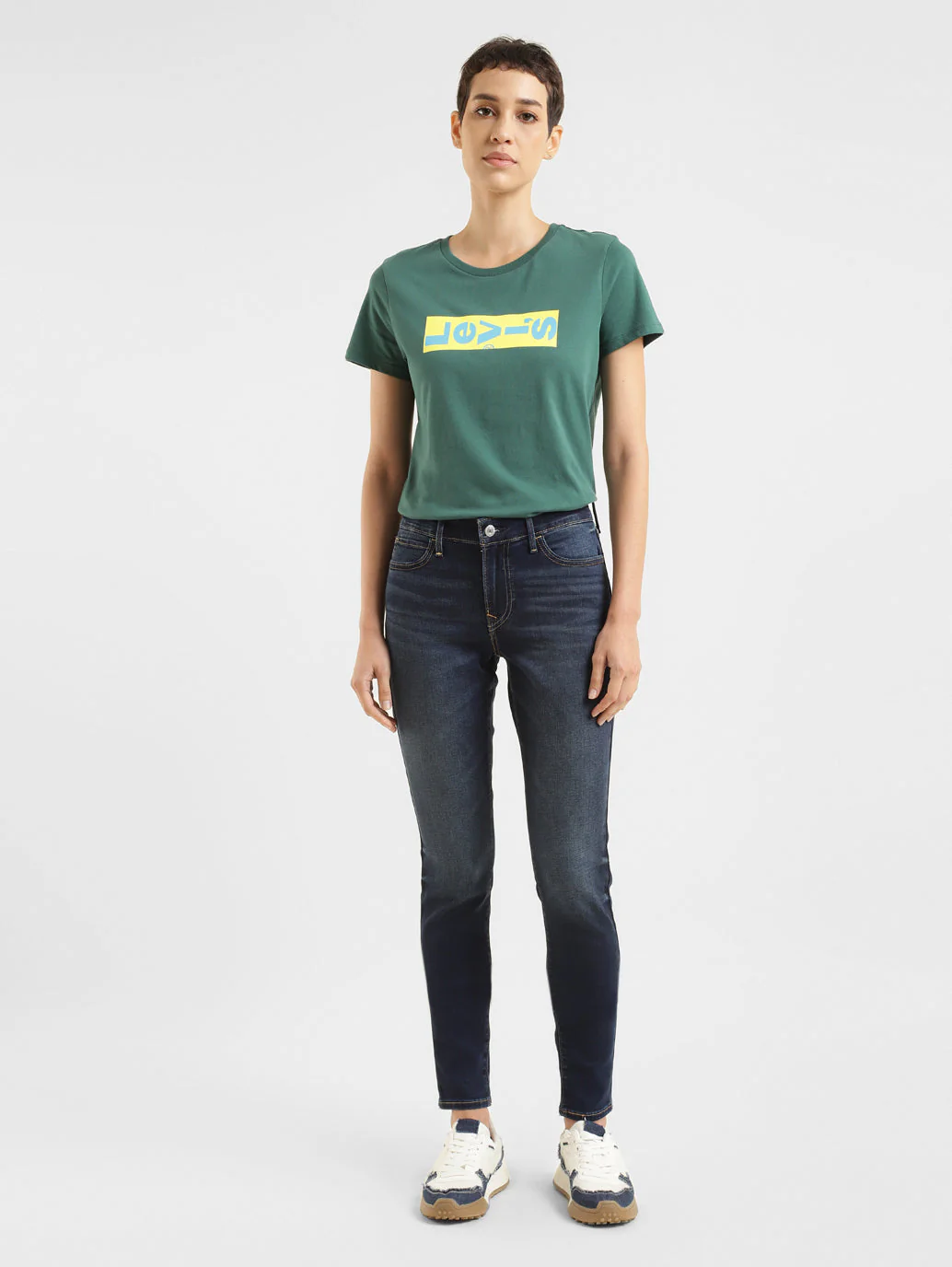 Women's 710 Blue Skinny Fit Mid Rise Jeans - Image 8