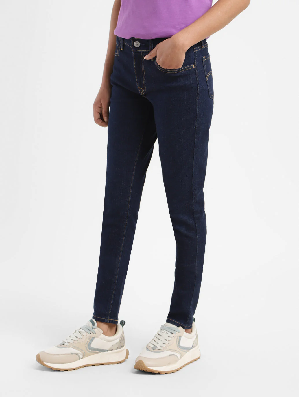 Women's 710 Indigo Skinny Fit Mid Rise Jeans - Image 4
