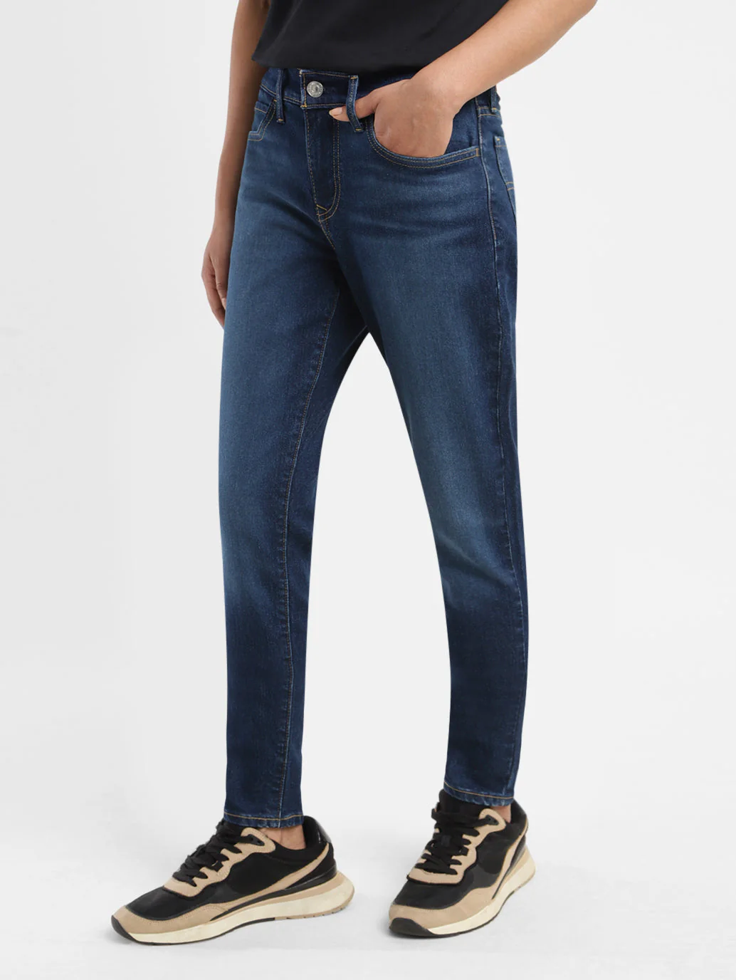 Women's 710 Navy Blue Skinny Fit Mid Rise Jeans - Image 4