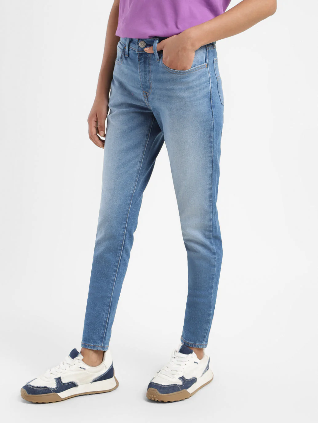 Women's 710 Blue Skinny Fit Mid Rise Jeans - Image 4