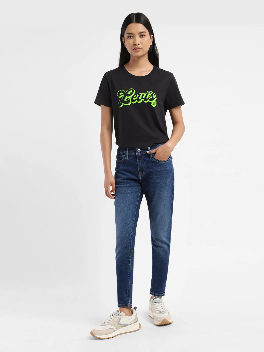 Women's 710 Blue Skinny Fit Mid Rise Jeans