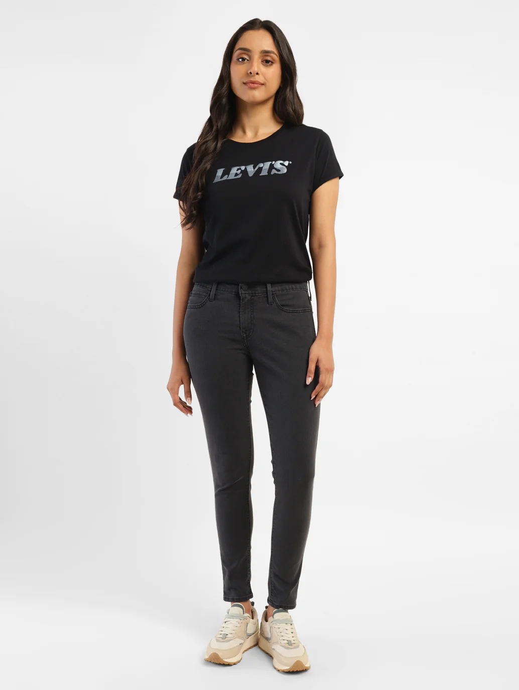 Women's 710 Black Skinny Fit Mid Rise Jeans - Image 10