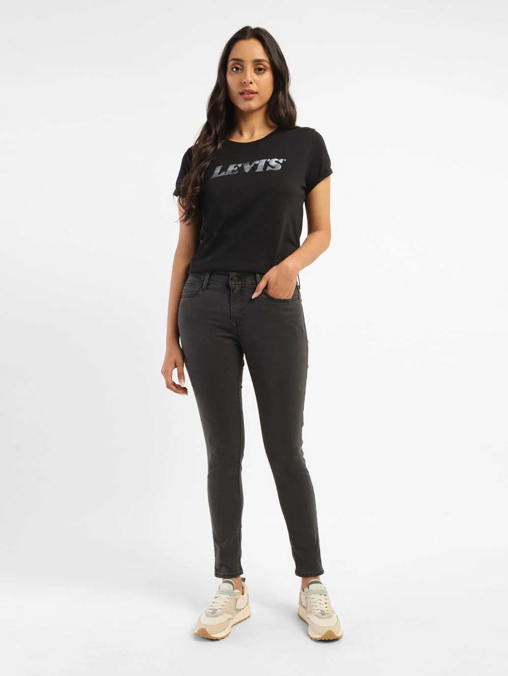 Women's 710 Black Skinny Fit Mid Rise Jeans - Image 2