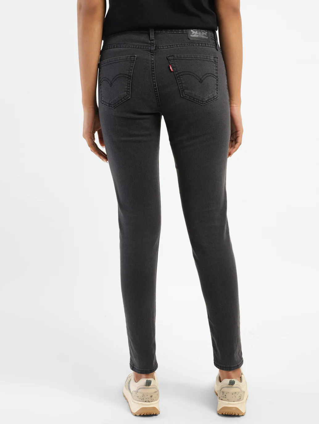 Women's 710 Black Skinny Fit Mid Rise Jeans - Image 3