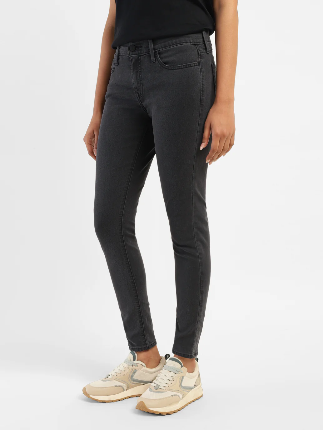 Women's 710 Black Skinny Fit Mid Rise Jeans - Image 4