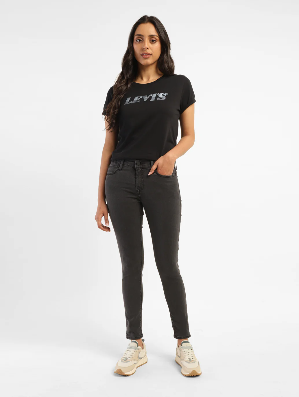 Women's 710 Black Skinny Fit Mid Rise Jeans - Image 7