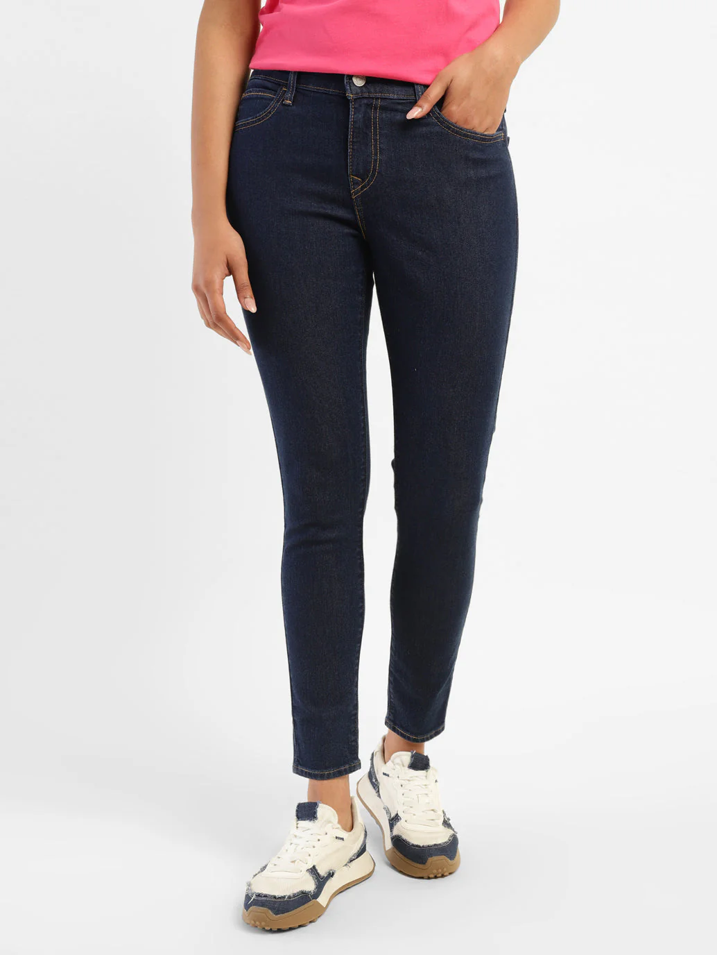 Women's 710 Navy Blue Skinny Fit Mid Rise Jeans - Image 2