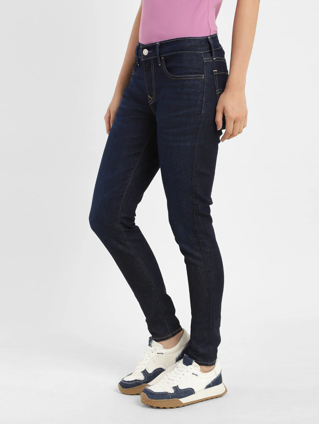 Women's 710 Blue Skinny Fit Mid Rise Jeans - Image 4