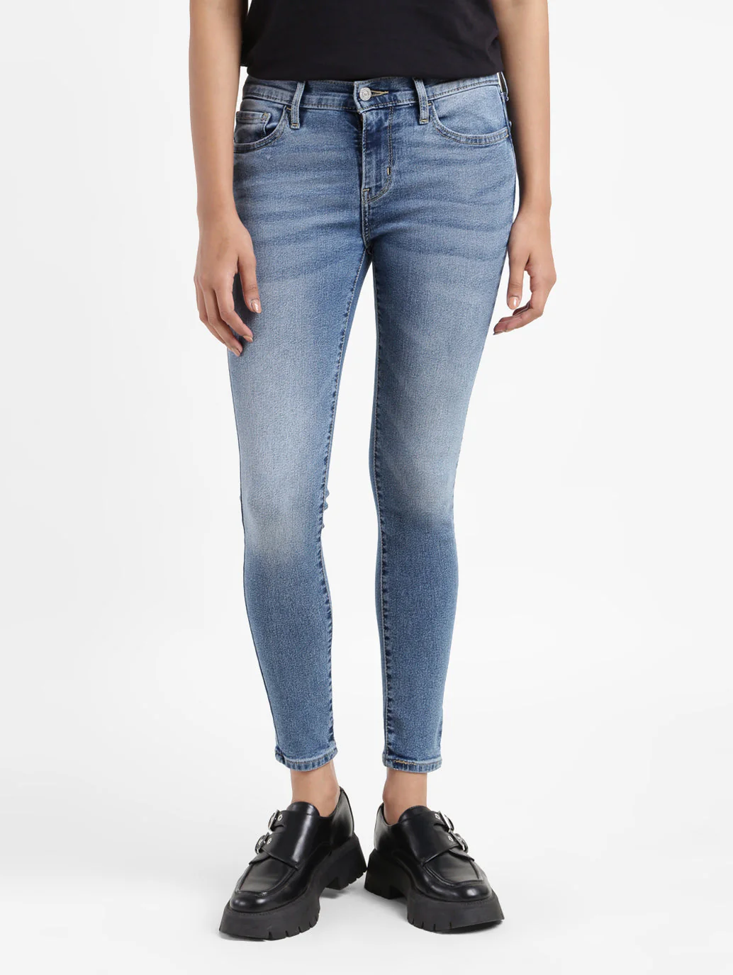 Women's 710 Blue Skinny Fit Mid Rise Jeans - Image 2