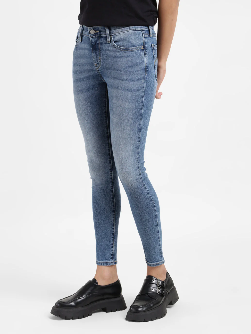 Women's 710 Blue Skinny Fit Mid Rise Jeans - Image 4