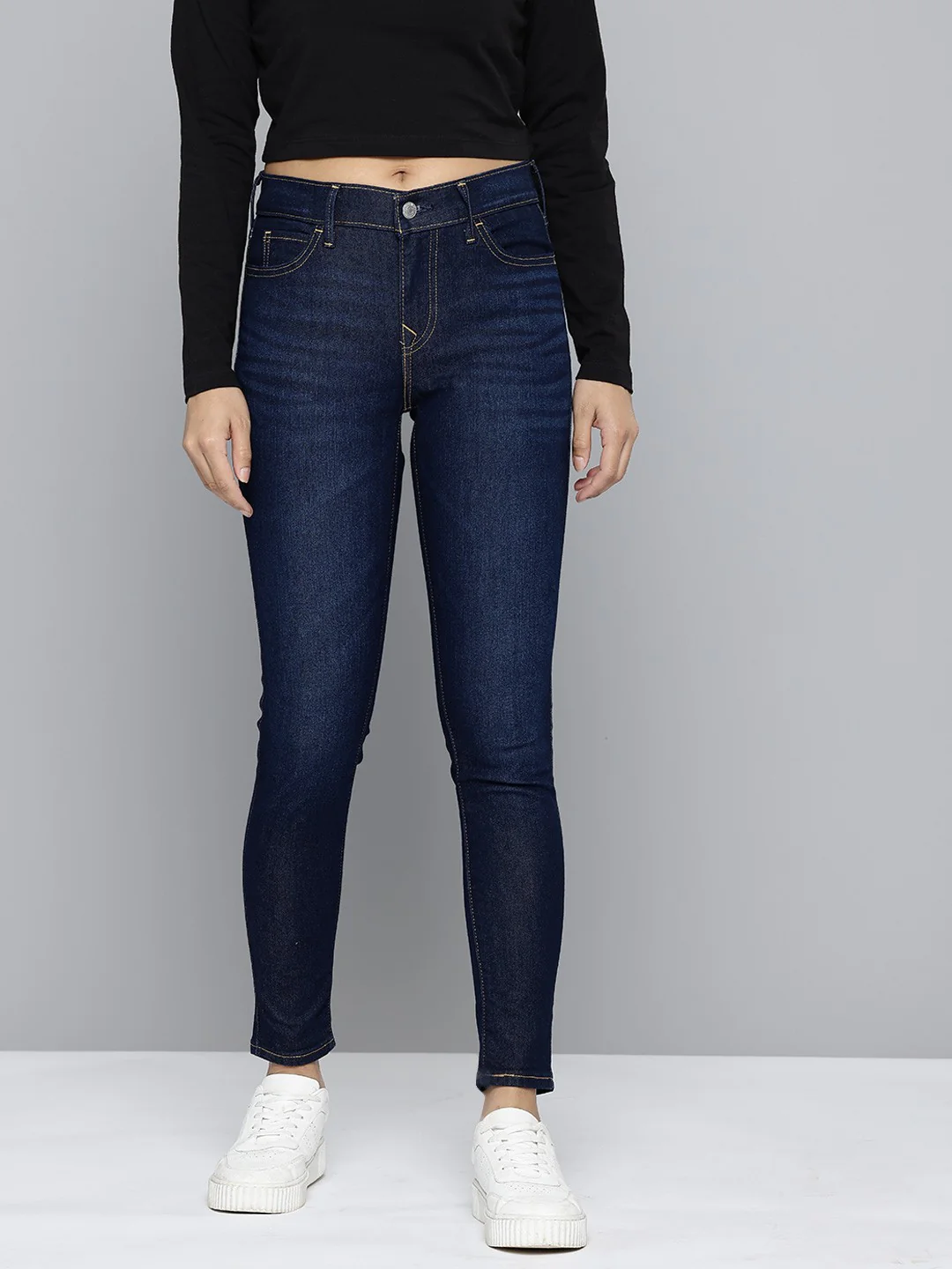 Women's 710 Blue Skinny Fit Mid Rise Jeans - Image 5