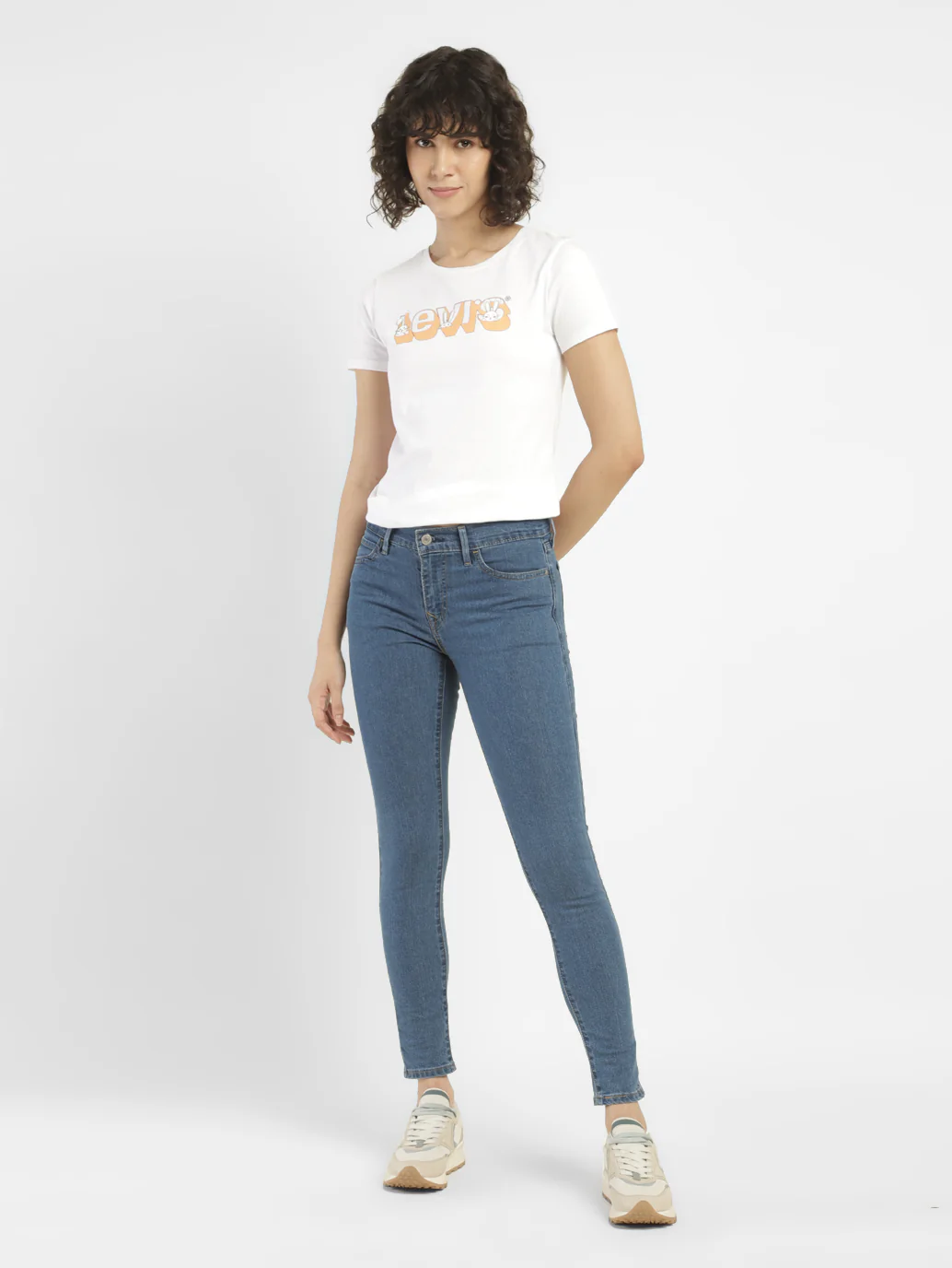 Women's 710 Blue Skinny Fit Mid Rise Jeans - Image 7