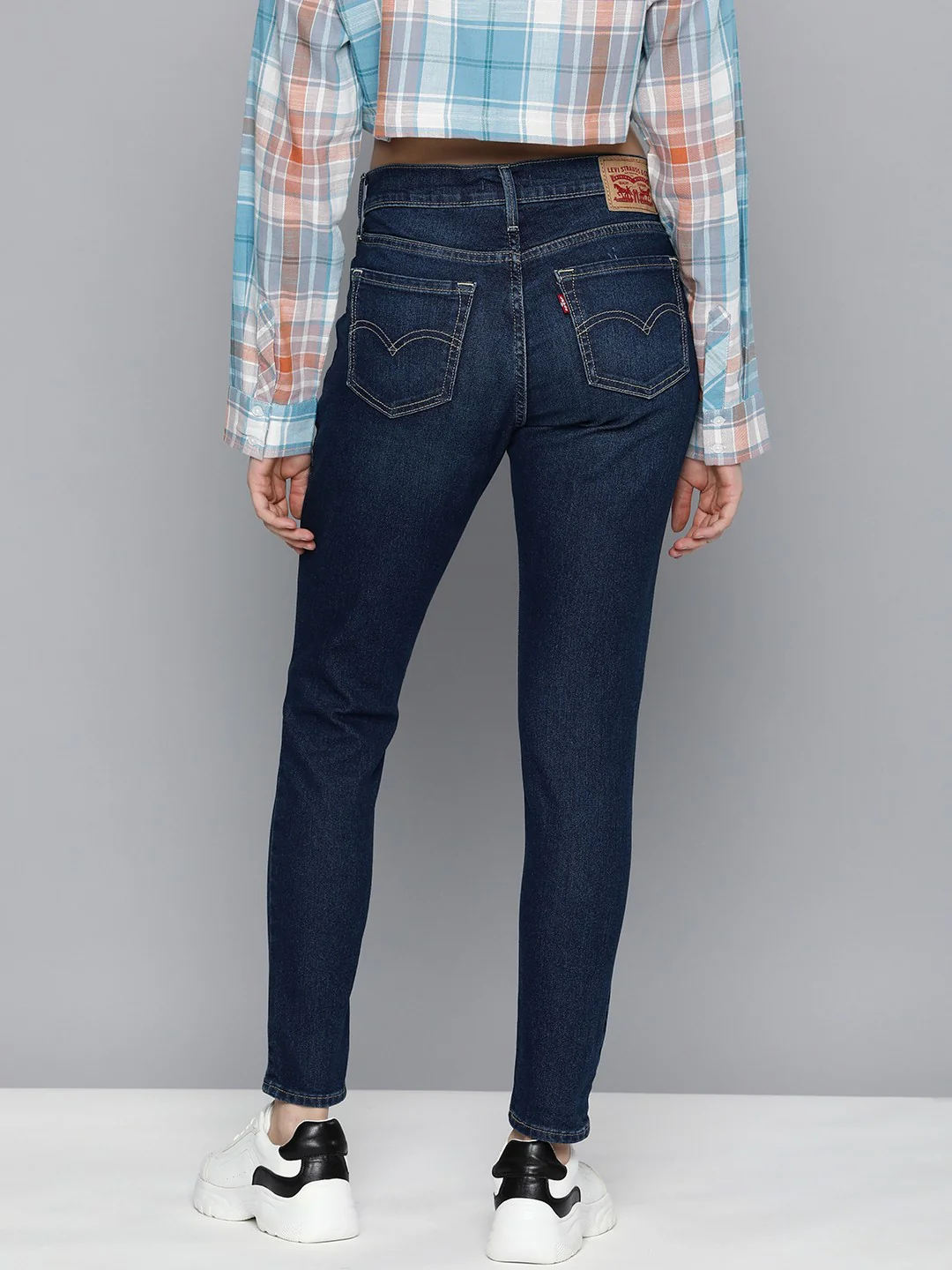 Women's 710 Blue Skinny Fit Mid Rise Jeans - Image 3