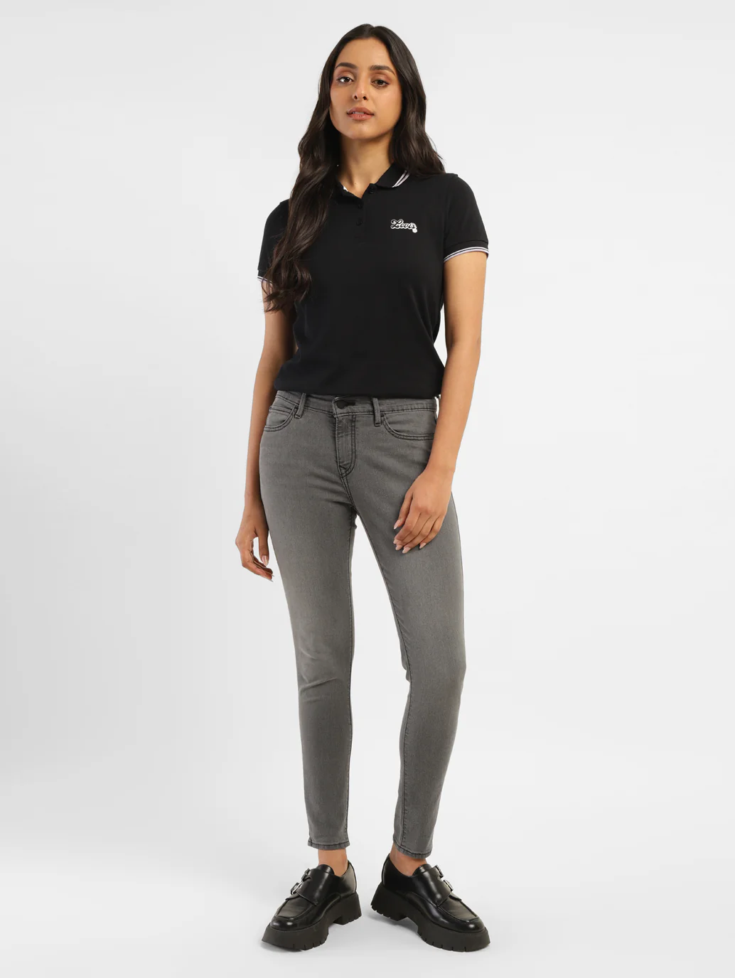 Women's 710 Dark Grey Skinny Fit Mid Rise Jeans - Image 10