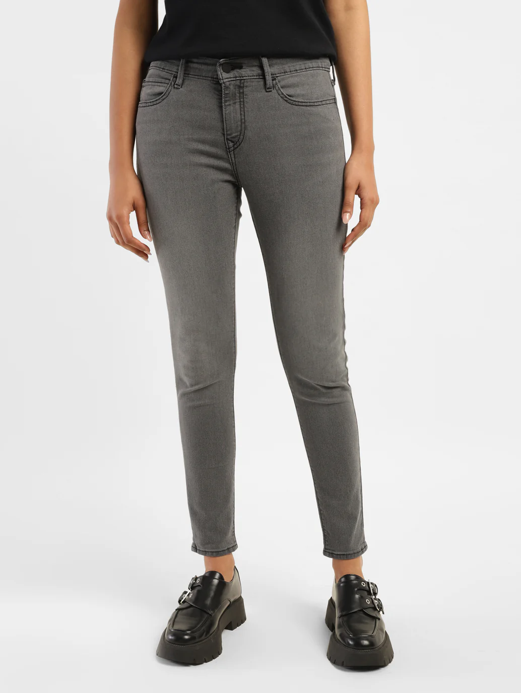 Women's 710 Dark Grey Skinny Fit Mid Rise Jeans - Image 2