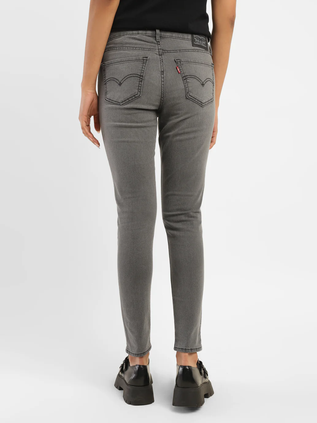 Women's 710 Dark Grey Skinny Fit Mid Rise Jeans - Image 3