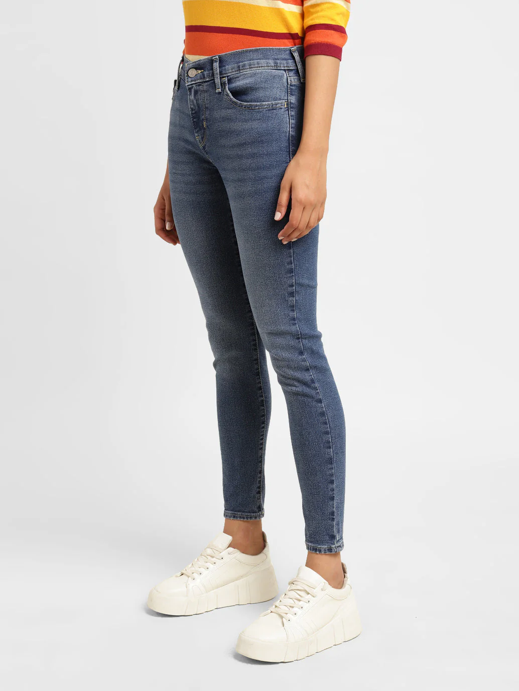 Women's 710 Blue Skinny Fit Mid Rise Jeans - Image 4