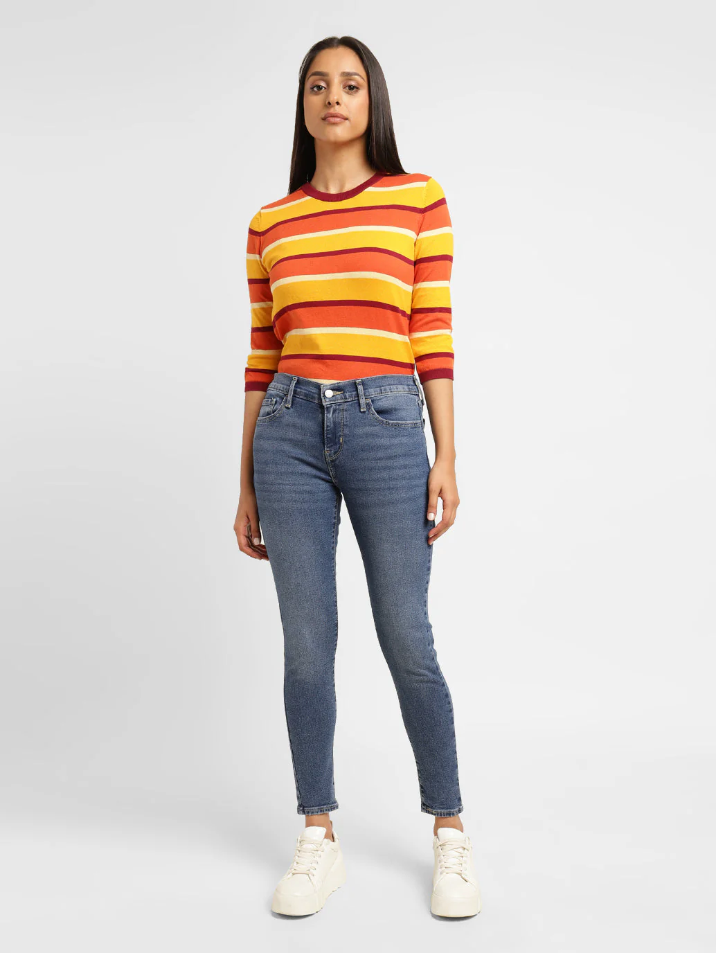 Women's 710 Blue Skinny Fit Mid Rise Jeans - Image 5