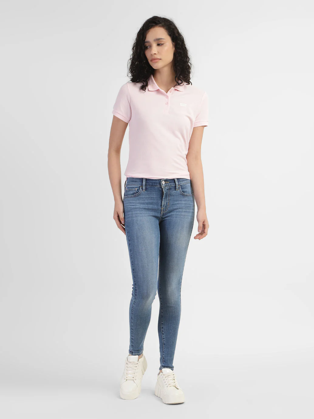 Women's 710 Blue Skinny Fit Mid Rise Jeans - Image 5