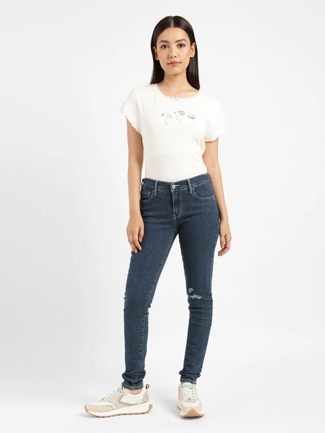 Women's 710 Blue Skinny Fit Mid Rise Jeans - Image 2