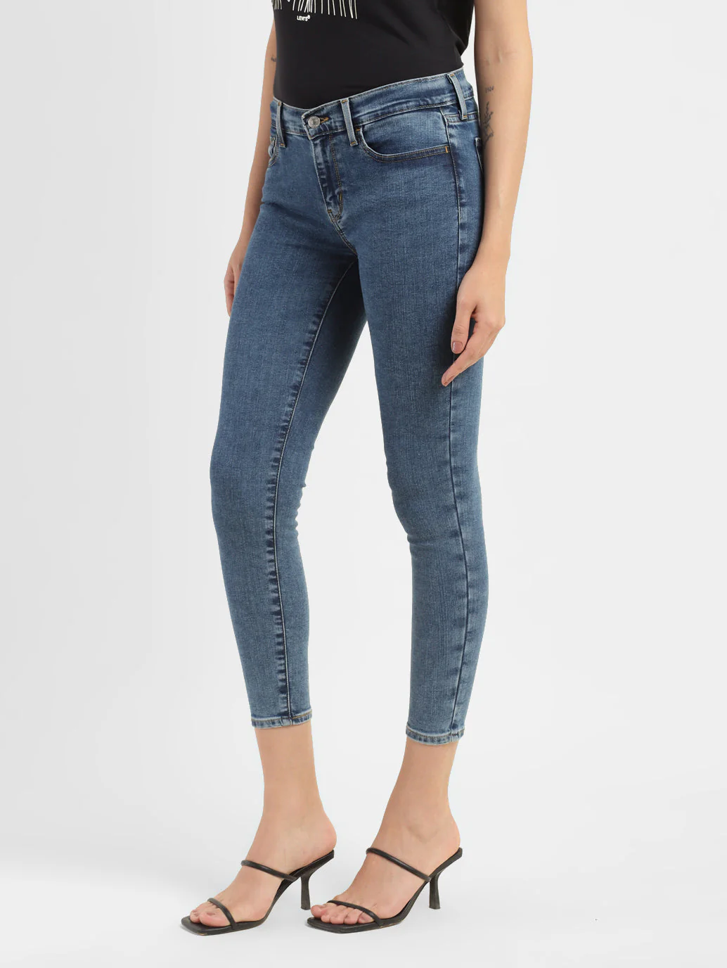 Women's 710 Blue Skinny Fit Mid Rise Jeans - Image 4