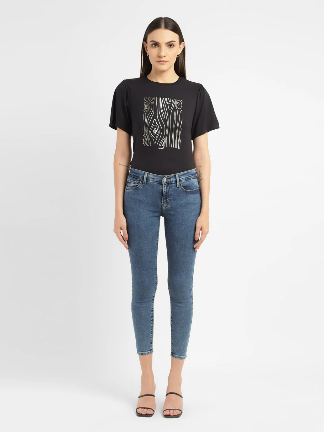 Women's 710 Blue Skinny Fit Mid Rise Jeans - Image 7